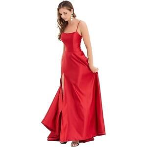 Goospran Gown 4 Red Sleeveless Backless A-Line Hi-Lo‎ Hem Elegant Formal Prom